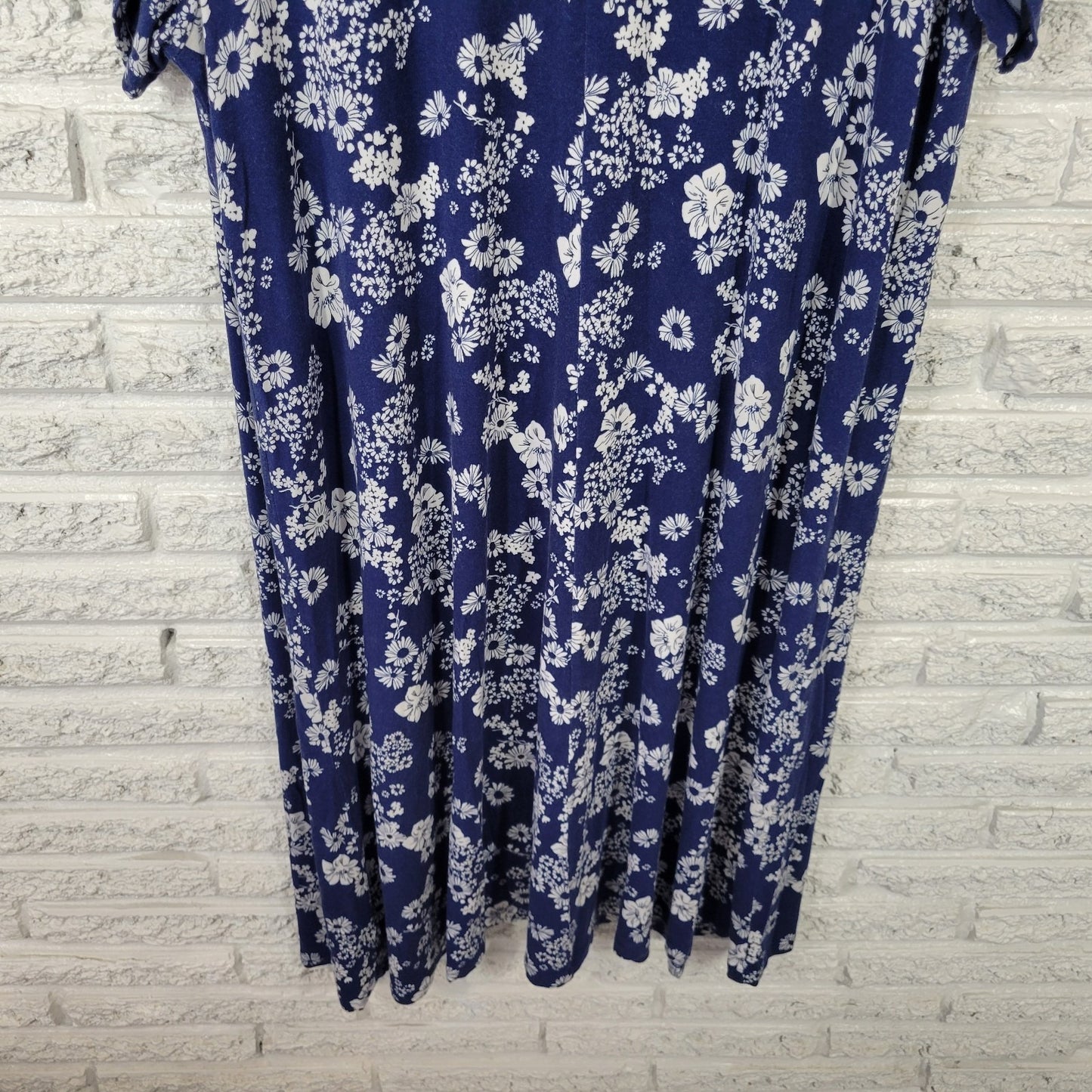 Old Navy Womens Dress 3X Plus Short Sleeve Blue White Comfy Casual Rayon Blend