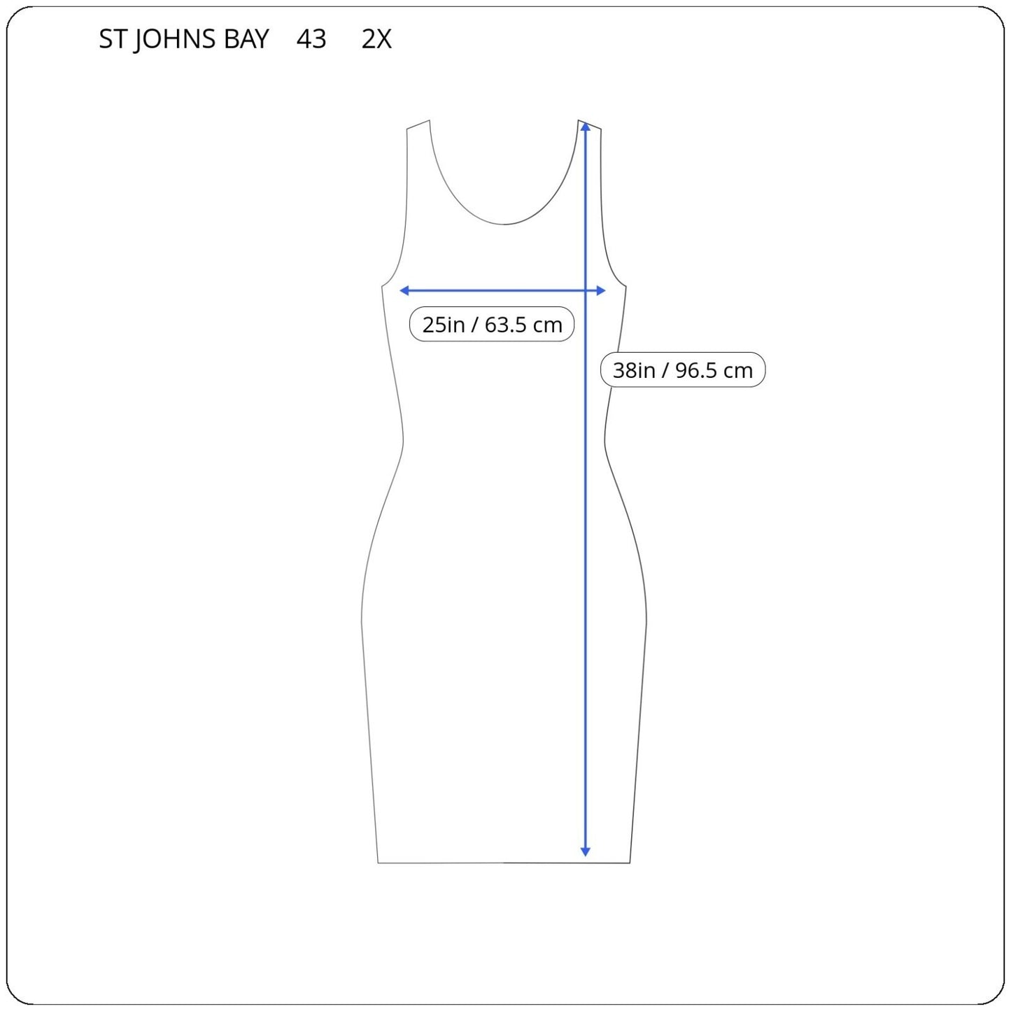 St Johns Bay Women Dress 2X Plus Tank Mini Blue Diamonds Watercolor Comfy Casual