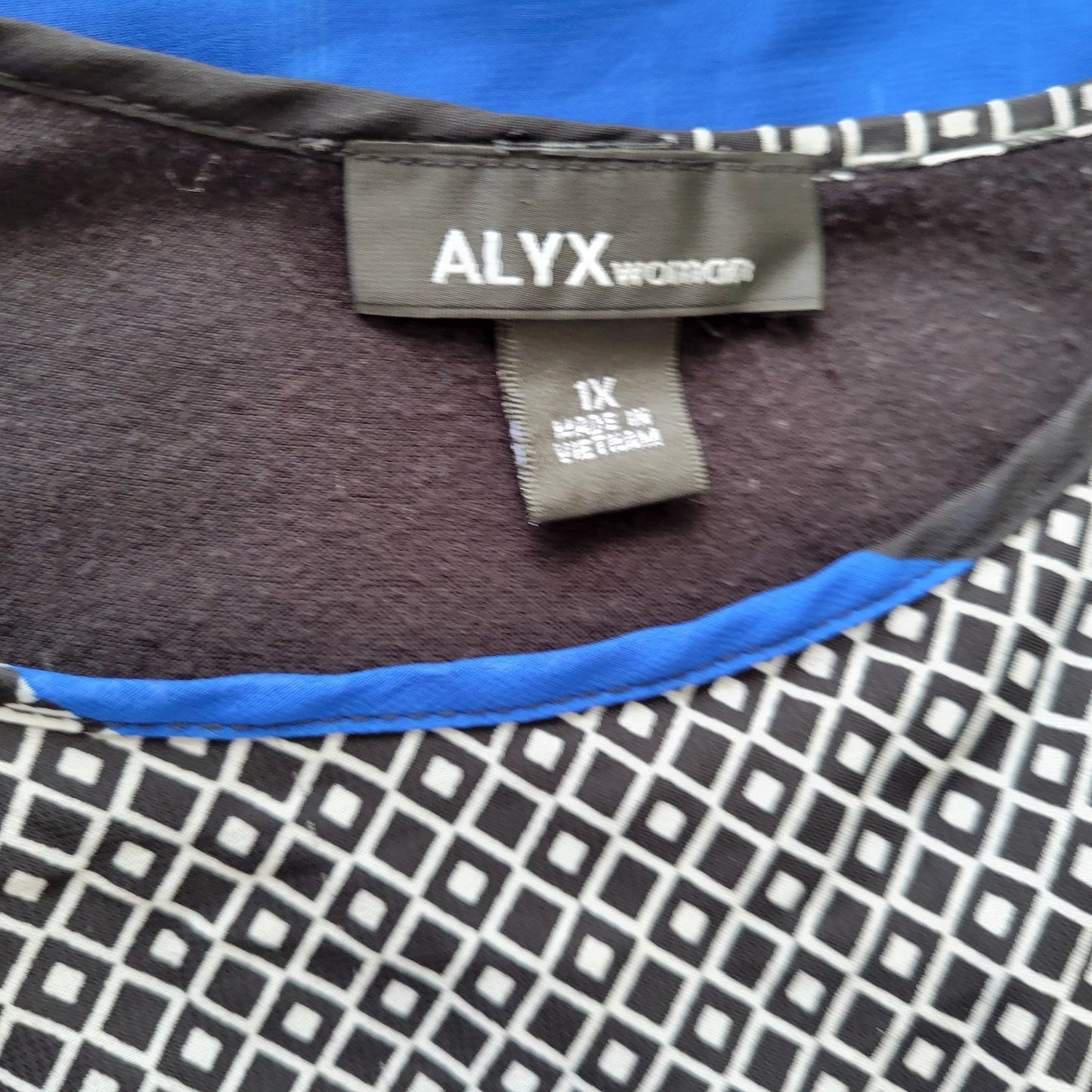 Alyx Women Top 1X Plus Sleeveless Blue Stripe Geometric Lined Casual Rayon Blend