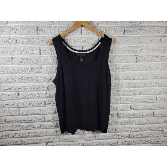Lane Bryant Womens Top 22 24 Plus Tank Knit Black Sleeveless Career Casual Basic