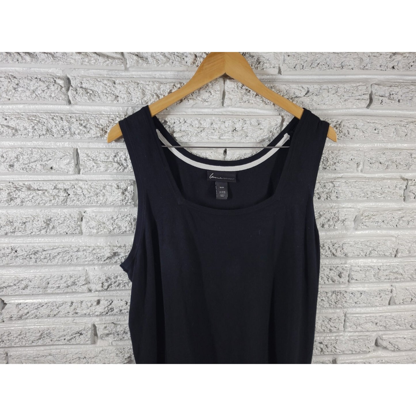 Lane Bryant Womens Top 22 24 Plus Tank Knit Black Sleeveless Career Casual Basic