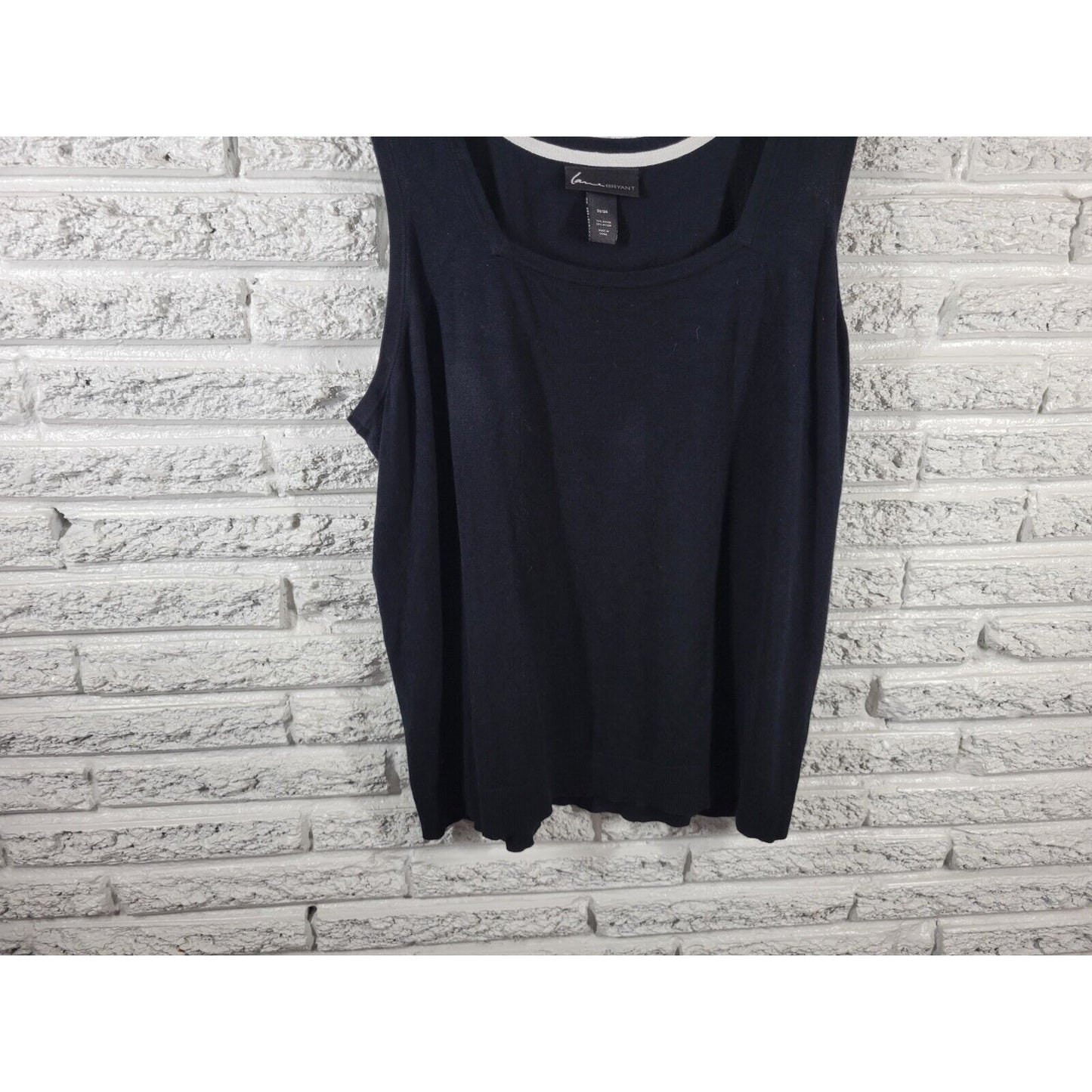 Lane Bryant Womens Top 22 24 Plus Tank Knit Black Sleeveless Career Casual Basic