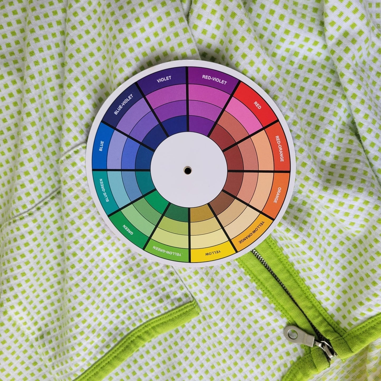 Elisabeth Liz Claiborne Womens Top 2 2X Plus Zip Up Green Tiny Squares Cotton