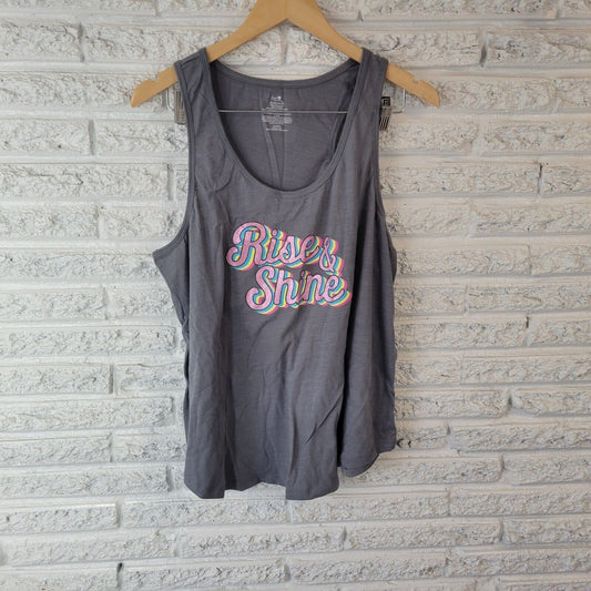 Secret Treasures Womens Pajama Top XL 16 18 Tank Gray Rise and Shine Loungewear