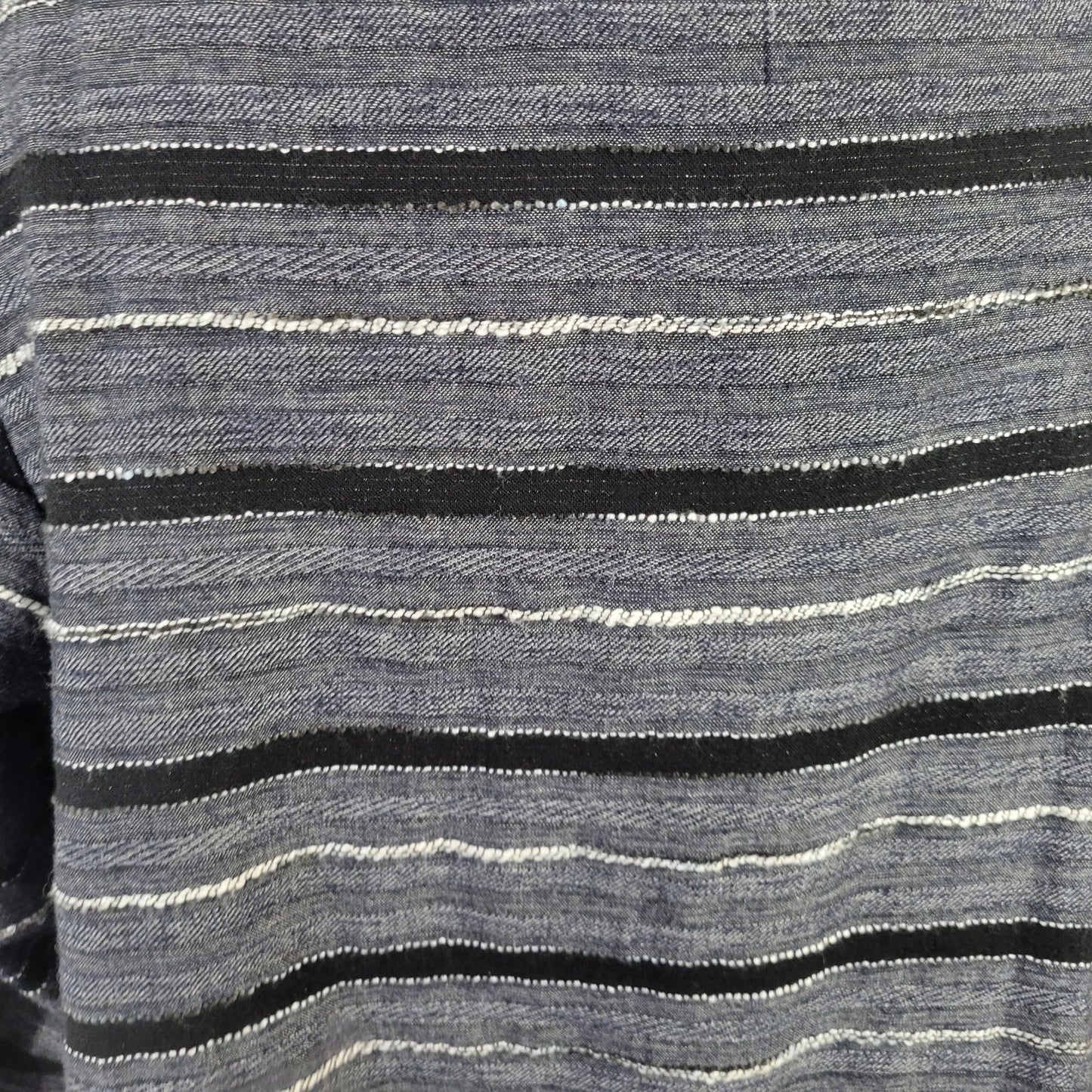 Pure Jill Womens Top XLP 3/4 Sleeve Woven Gray Stripe Lightweight Cotton Blend