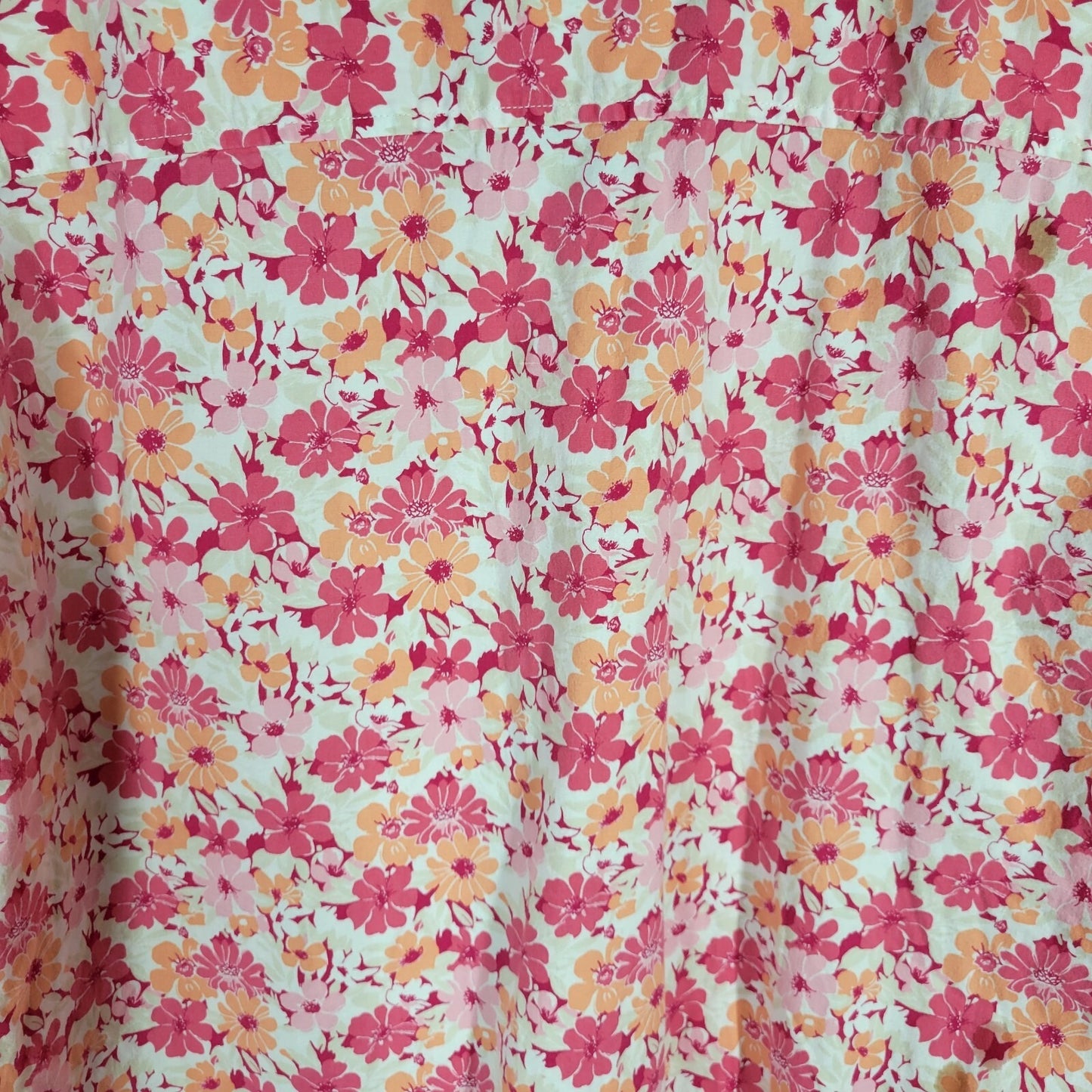 Kim Rogers Womens Top 3X Plus 3/4 Sleeve Pink Orange Floral Button Up Casual