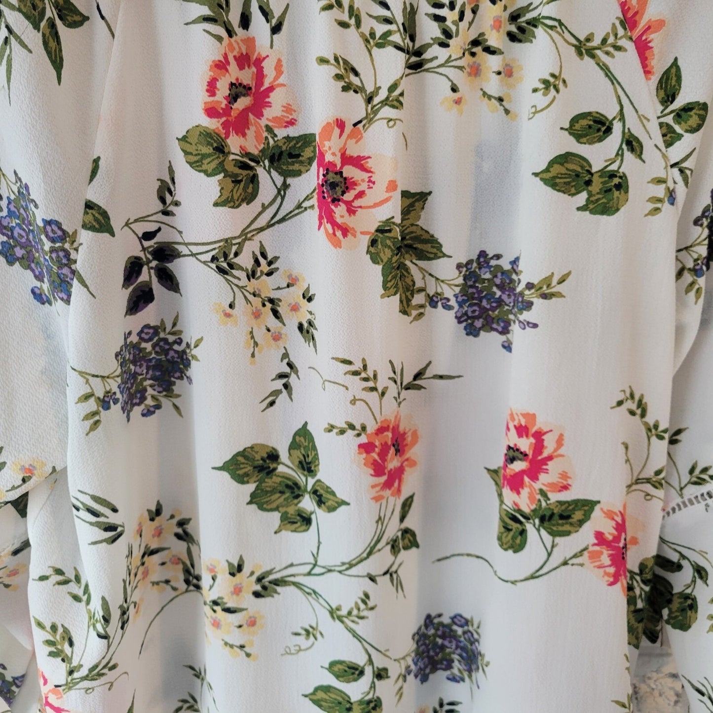 Fever Womens Top 1X Plus Double Bell Sleeve On Off Shoulder Pink Green Floral