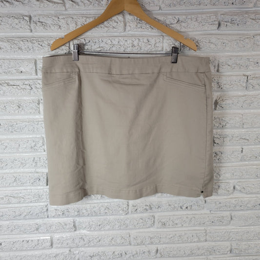 Croft Barrow Women Skort 20 Plus Shorts Skirt Beige Pull On Elastic Waist Casual