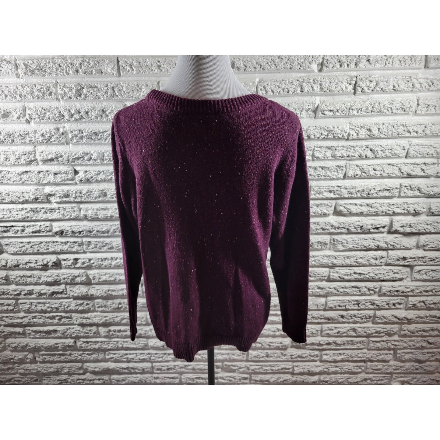 CJ Banks Womens Sweater Extra Large Cable Knit Purple Speckled Casual Soft