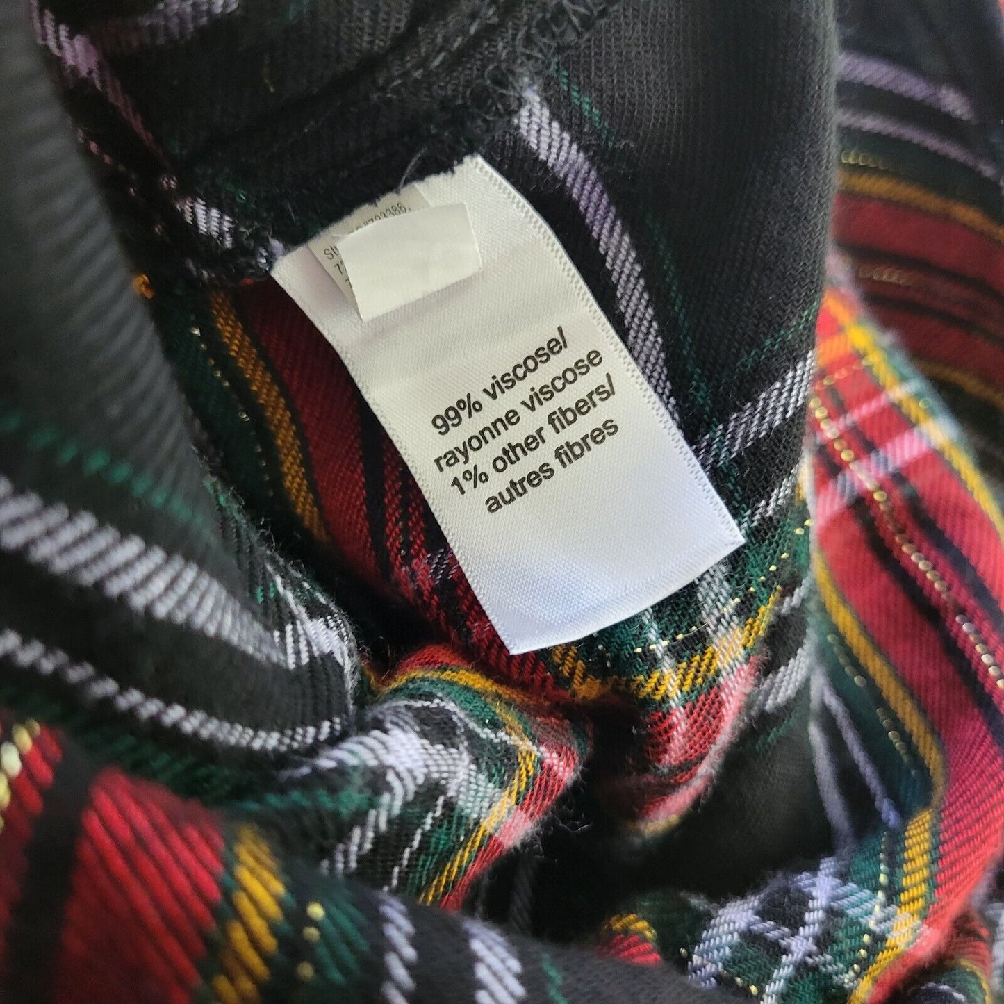 Maurices Womens Top Extra Large XL Long Sleeve Red Plaid Metallic Thread Pocket