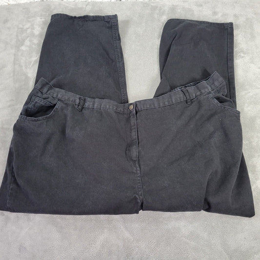 Woman Within Womens Jeans 34W Plus Straight Leg Black Denim Cotton Zip Fly Comfy