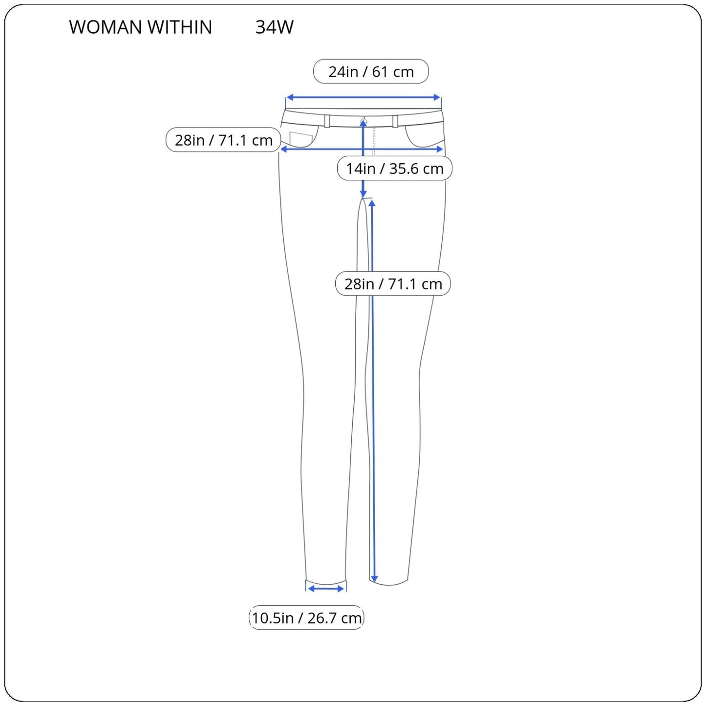 Woman Within Womens Jeans 34W Plus Straight Leg Black Denim Cotton Zip Fly Comfy