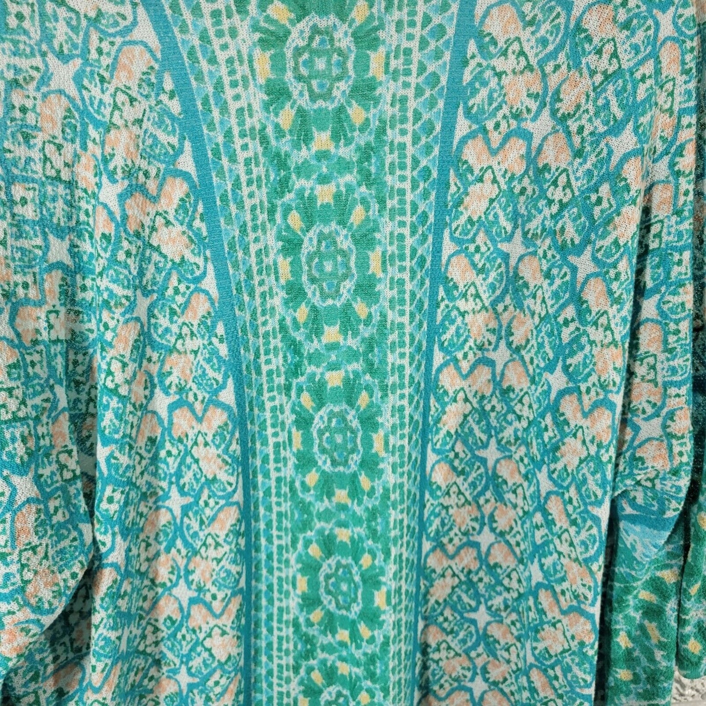 Chicos Womens Top 3 Standard XL Cardigan Knit Open LIghtweight Blue Geometric