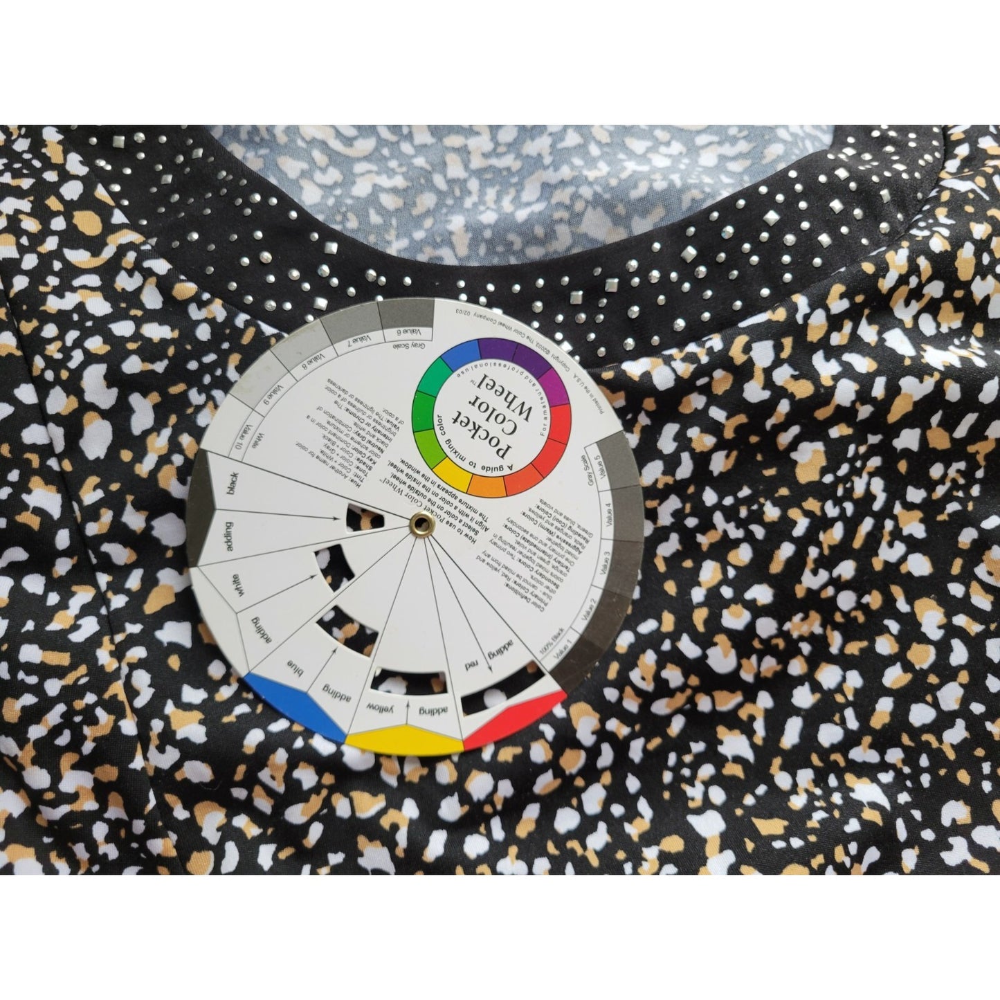 Kim Rogers Curvy Womens Top 2X Plus Tunic Black Animal Print Studded Career