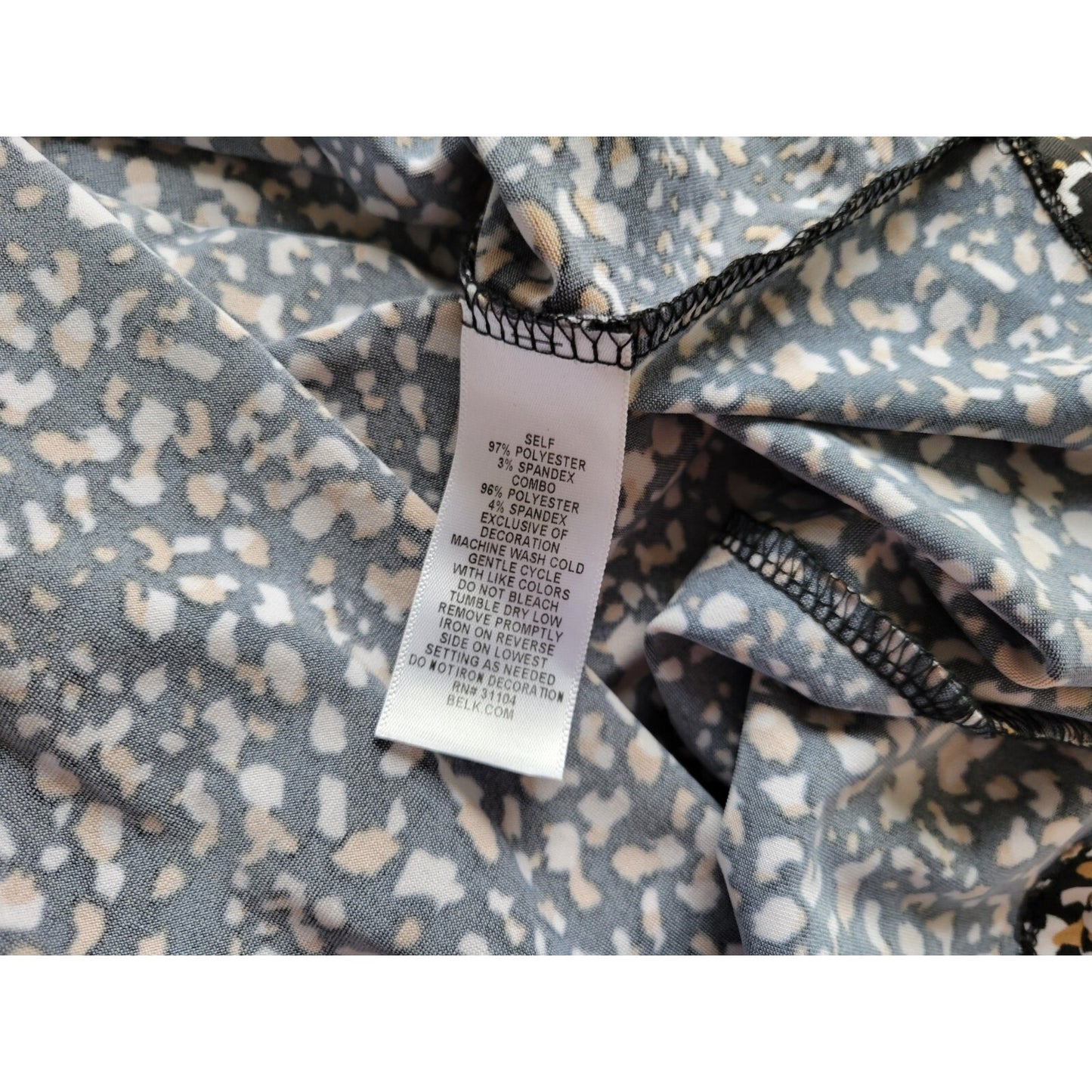 Kim Rogers Curvy Womens Top 2X Plus Tunic Black Animal Print Studded Career