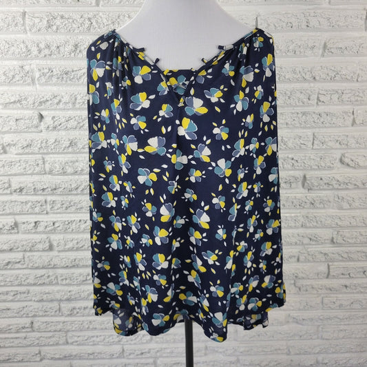 Style & Co Womens Top 3X Plus Long Elastic Sleeves Pullover Sheer Blue Floral