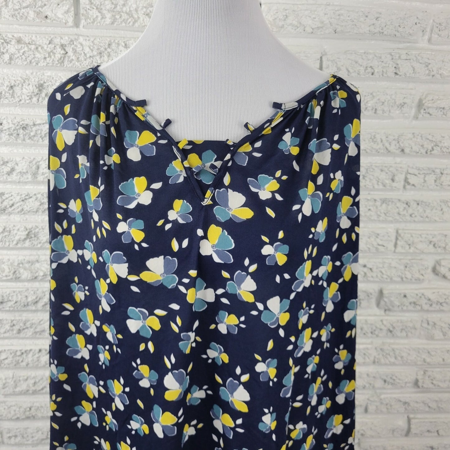 Style & Co Womens Top 3X Plus Long Elastic Sleeves Pullover Sheer Blue Floral