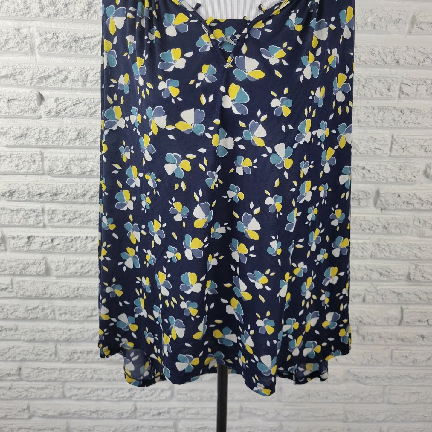 Style & Co Womens Top 3X Plus Long Elastic Sleeves Pullover Sheer Blue Floral