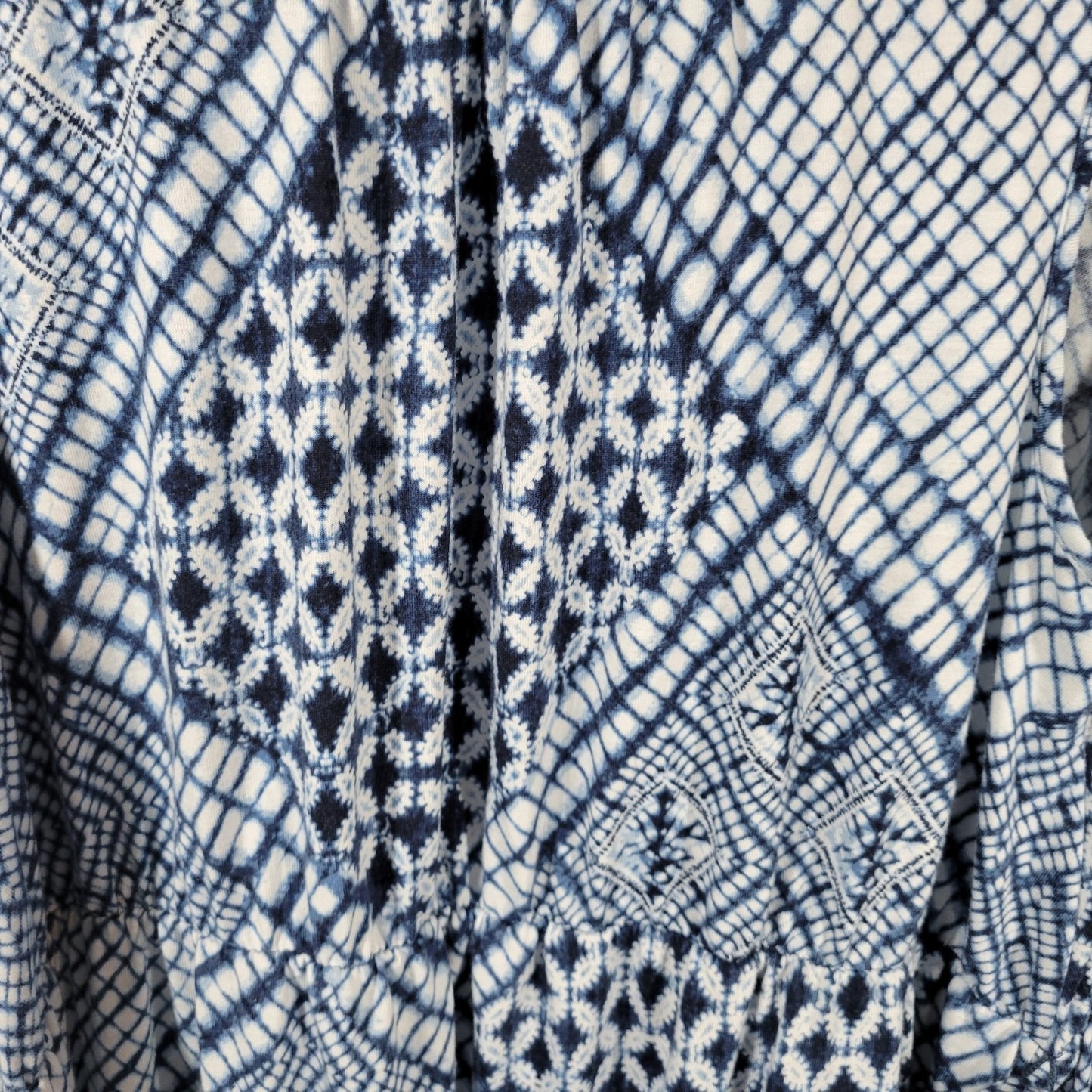 Sonoma Women's 1X Plus Blue White Geometric Sleeveless Sheath Tank Dress Belted