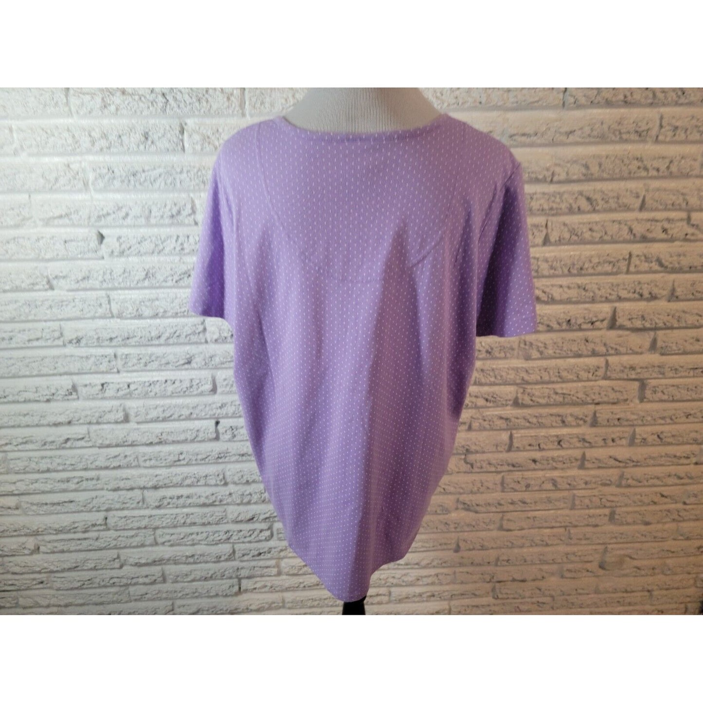 Essentials by Maggie Womens Top 14W 16W Plus Short Sleeve Lavender Polka Dot