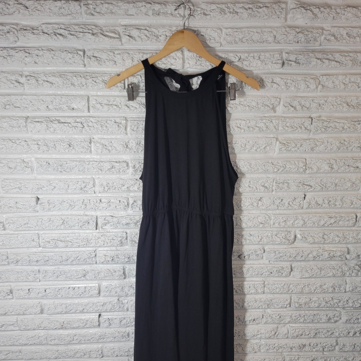 Shein Curve Womens Dress 3XL Plus Halter Faux Wrap Sleeveless Sash Black Pleated