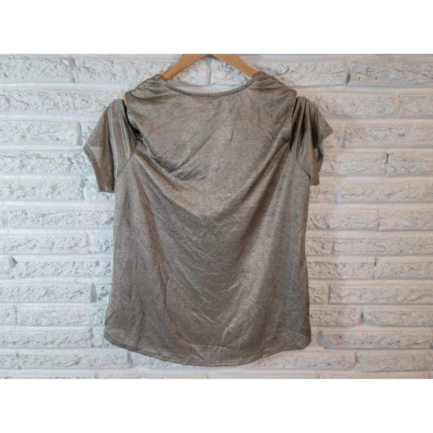 Juicy Couture Womens Top Extra Large Short Cold Shoulder Sleeve Gray Sheer Comfy