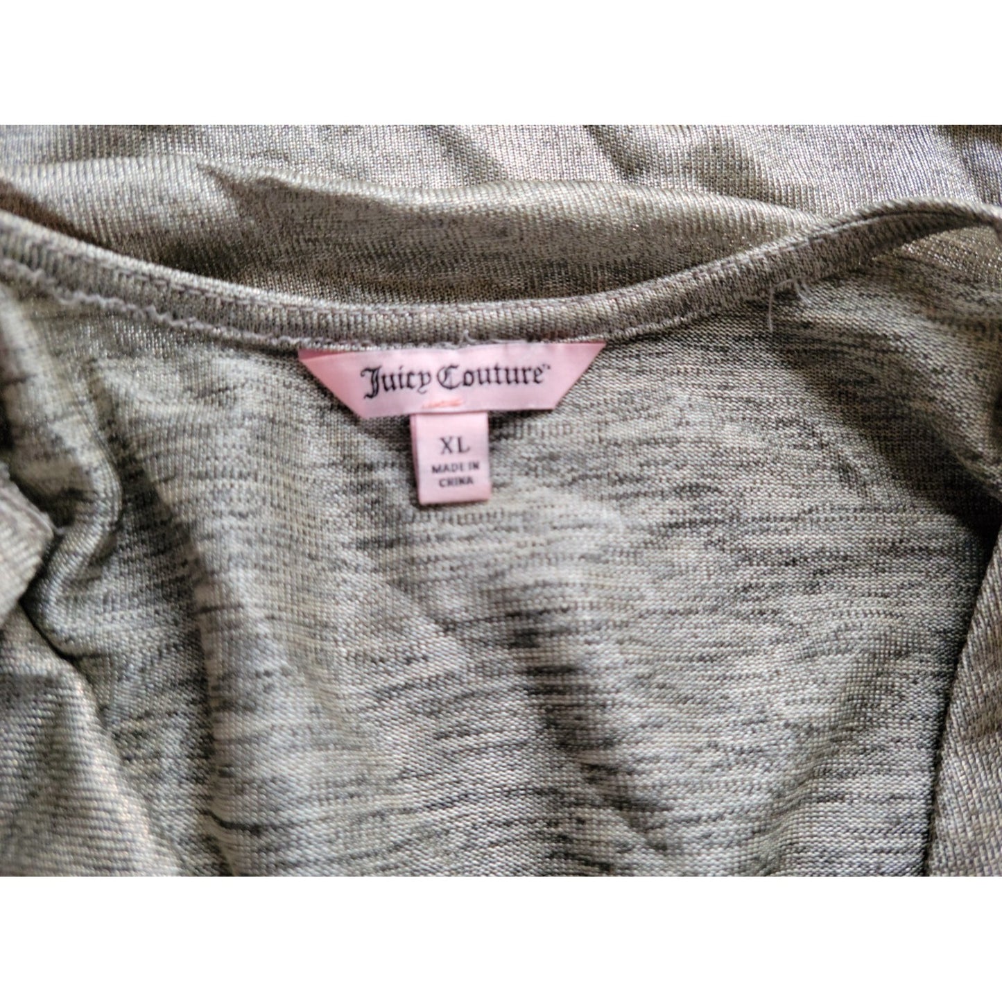 Juicy Couture Womens Top Extra Large Short Cold Shoulder Sleeve Gray Sheer Comfy