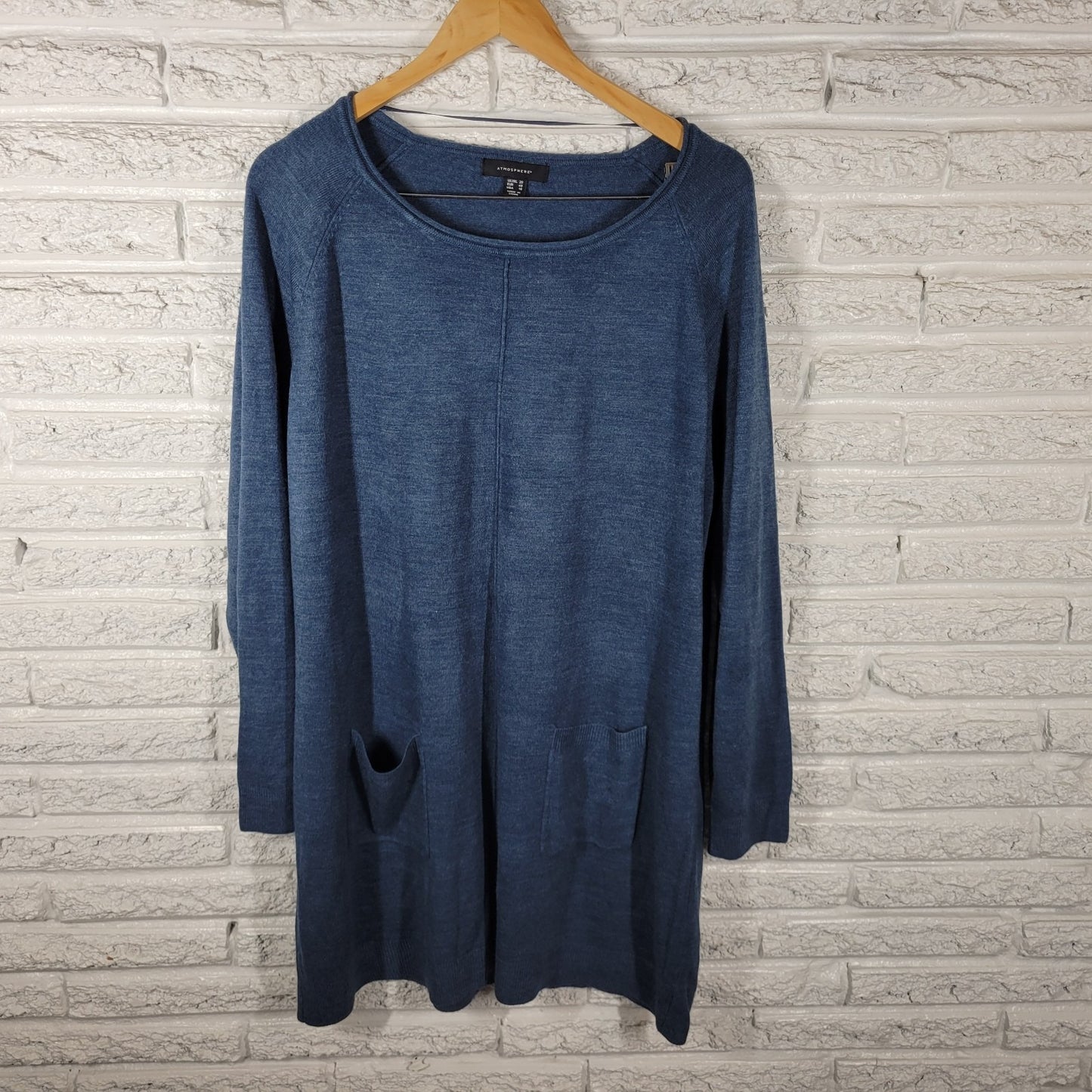 Atmosphere Womens Dress 16 Sweater Mini Long Sleeve Blue Soft Acrylic Comfy