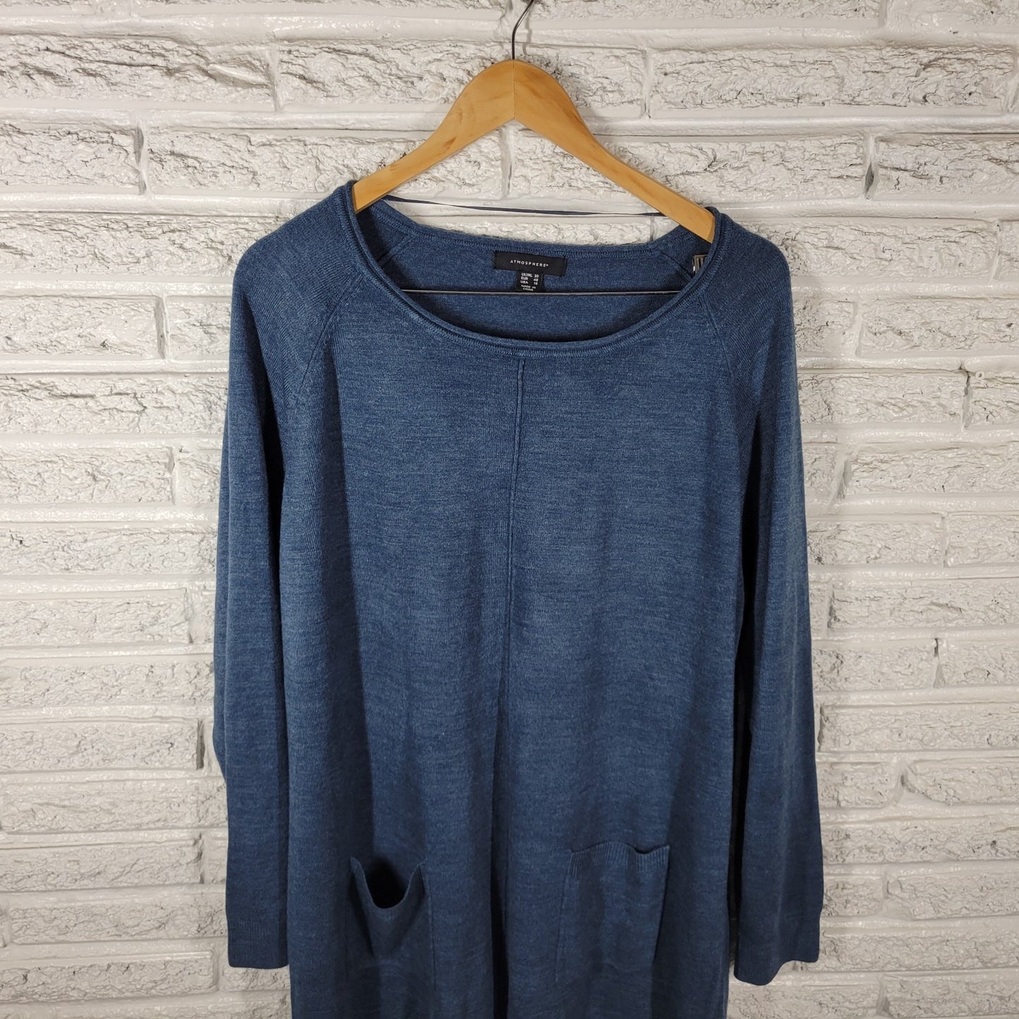 Atmosphere Womens Dress 16 Sweater Mini Long Sleeve Blue Soft Acrylic Comfy