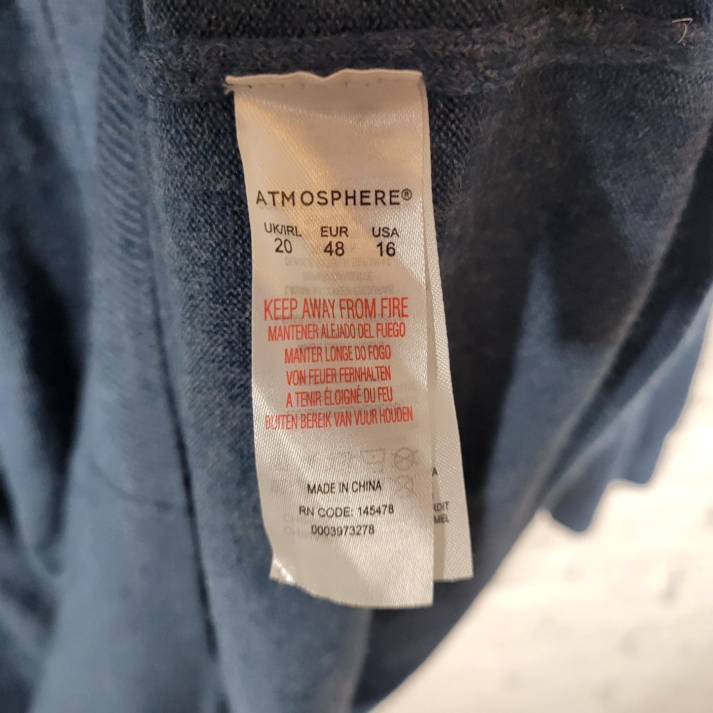 Atmosphere Womens Dress 16 Sweater Mini Long Sleeve Blue Soft Acrylic Comfy