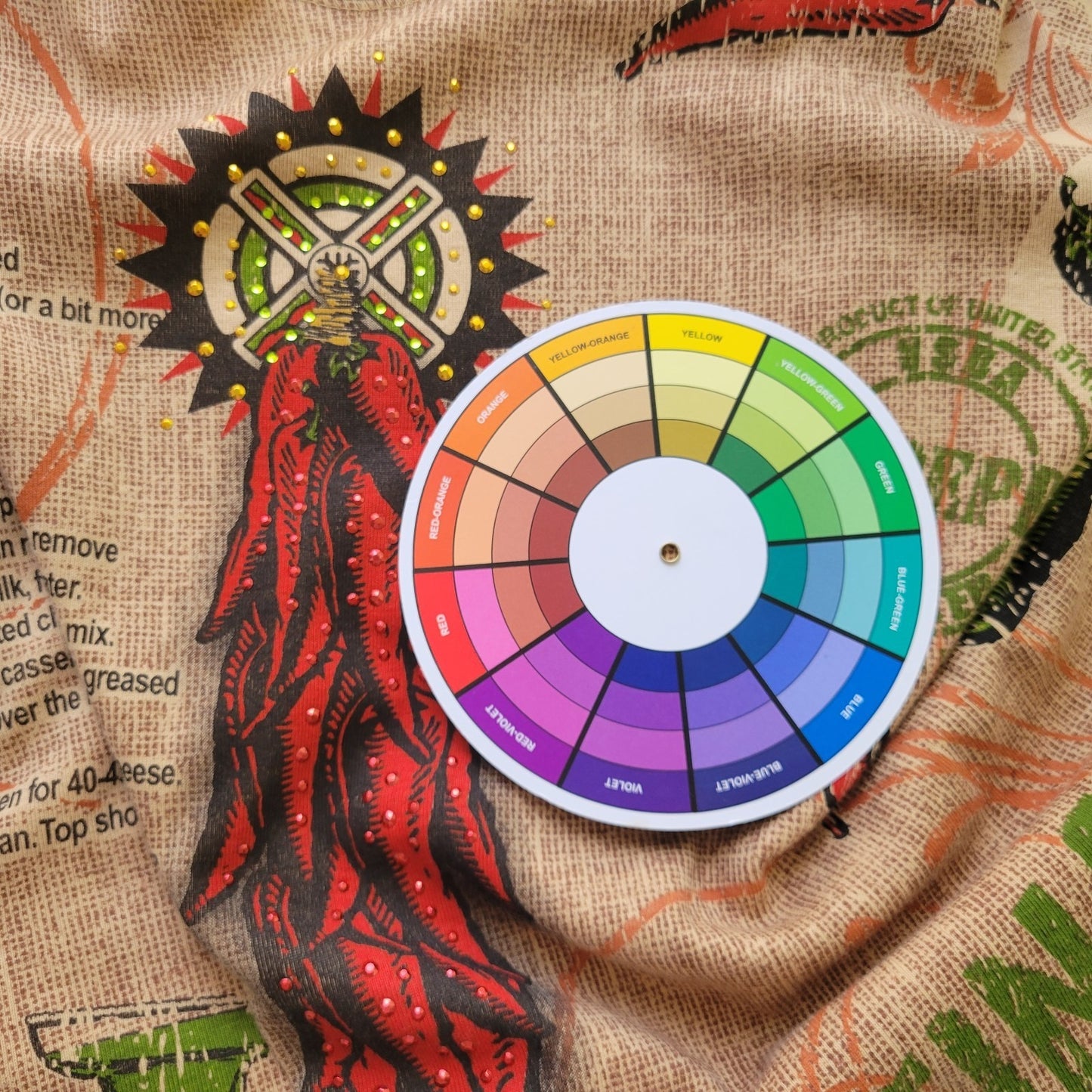 Cactus Bay Womens Top XL Tan Artsy Latin America Recipes Chile Relleno Margarita