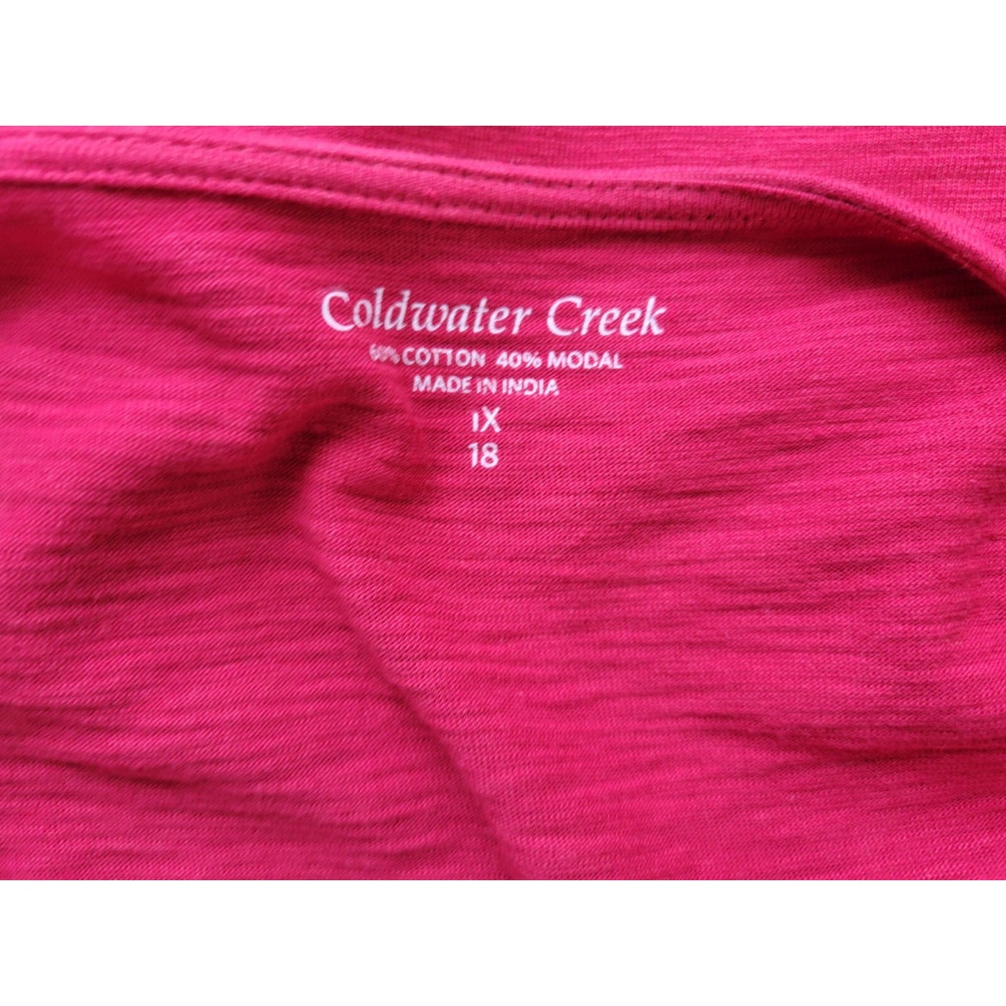 Coldwater Creek Womens Top 1X 18 Plus Tee Short Sleeve Red Sequins Casual