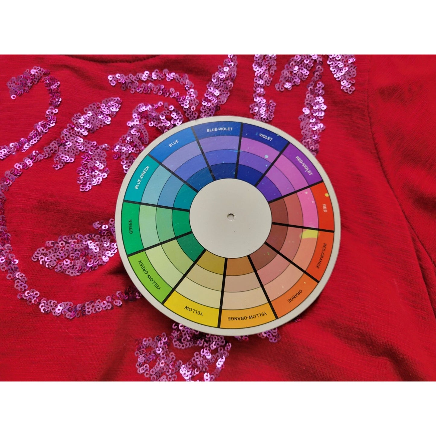 Coldwater Creek Womens Top 1X 18 Plus Tee Short Sleeve Red Sequins Casual