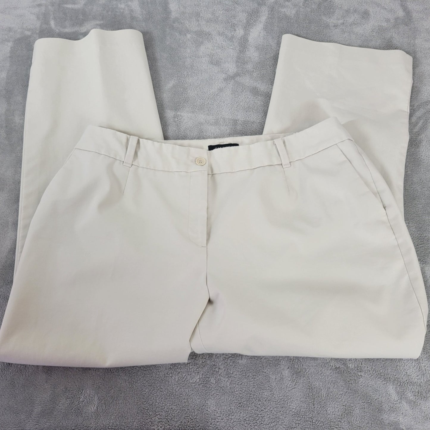 Talbots Womens Pants 20W Plus Heritage Straight Leg Off White Zip Fly Pockets