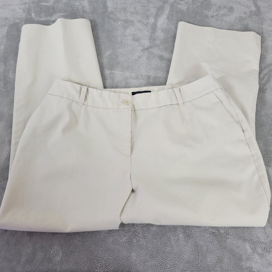 Talbots Womens Pants 20W Plus Heritage Straight Leg Off White Zip Fly Pockets