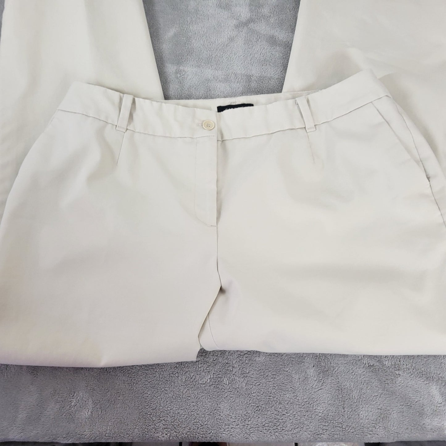 Talbots Womens Pants 20W Plus Heritage Straight Leg Off White Zip Fly Pockets