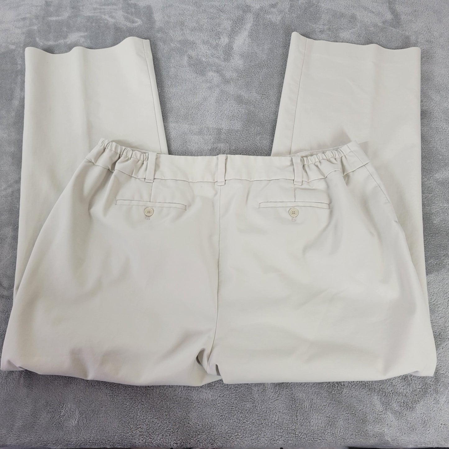 Talbots Womens Pants 20W Plus Heritage Straight Leg Off White Zip Fly Pockets