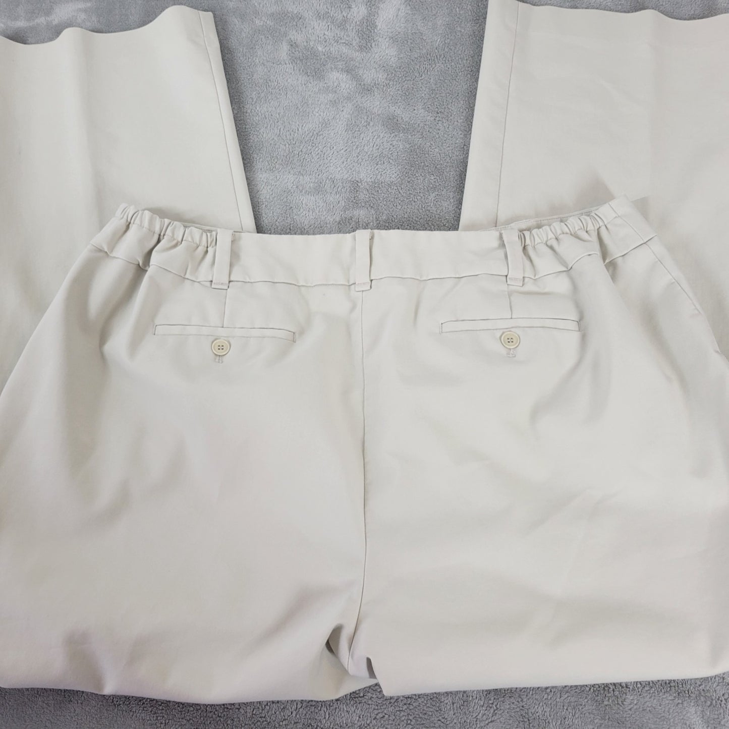 Talbots Womens Pants 20W Plus Heritage Straight Leg Off White Zip Fly Pockets