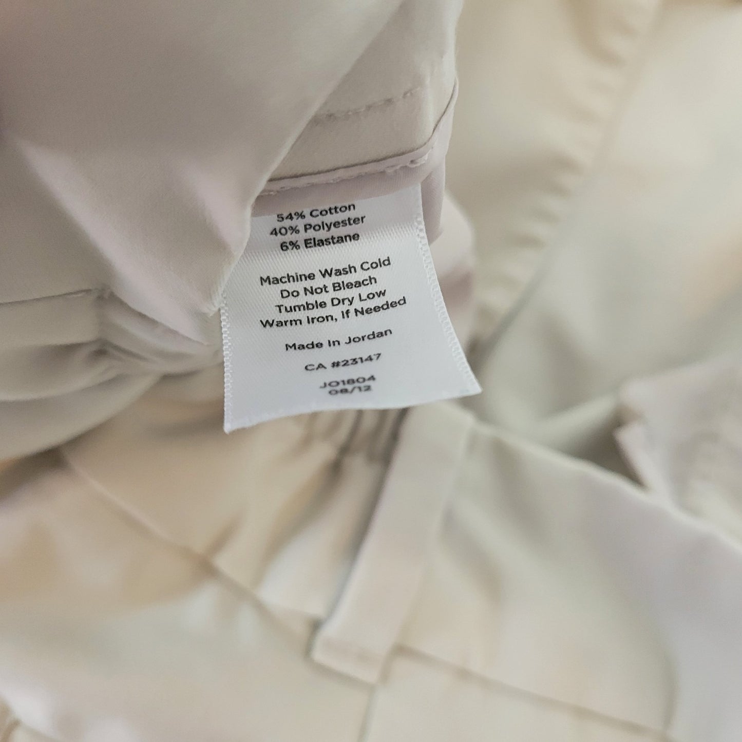 Talbots Womens Pants 20W Plus Heritage Straight Leg Off White Zip Fly Pockets