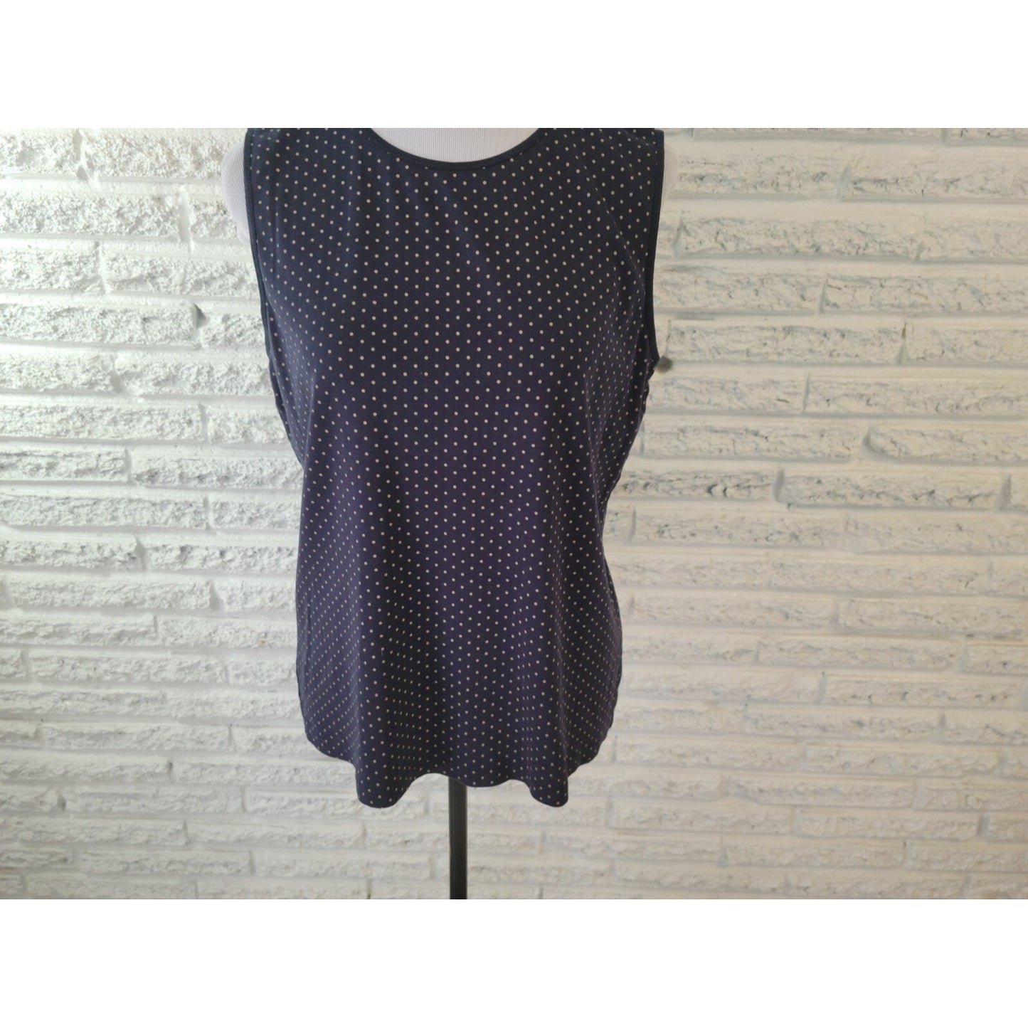 Christopher & Banks Womens XL Top Sleeveless Blue Polka Dot 100% Cotton