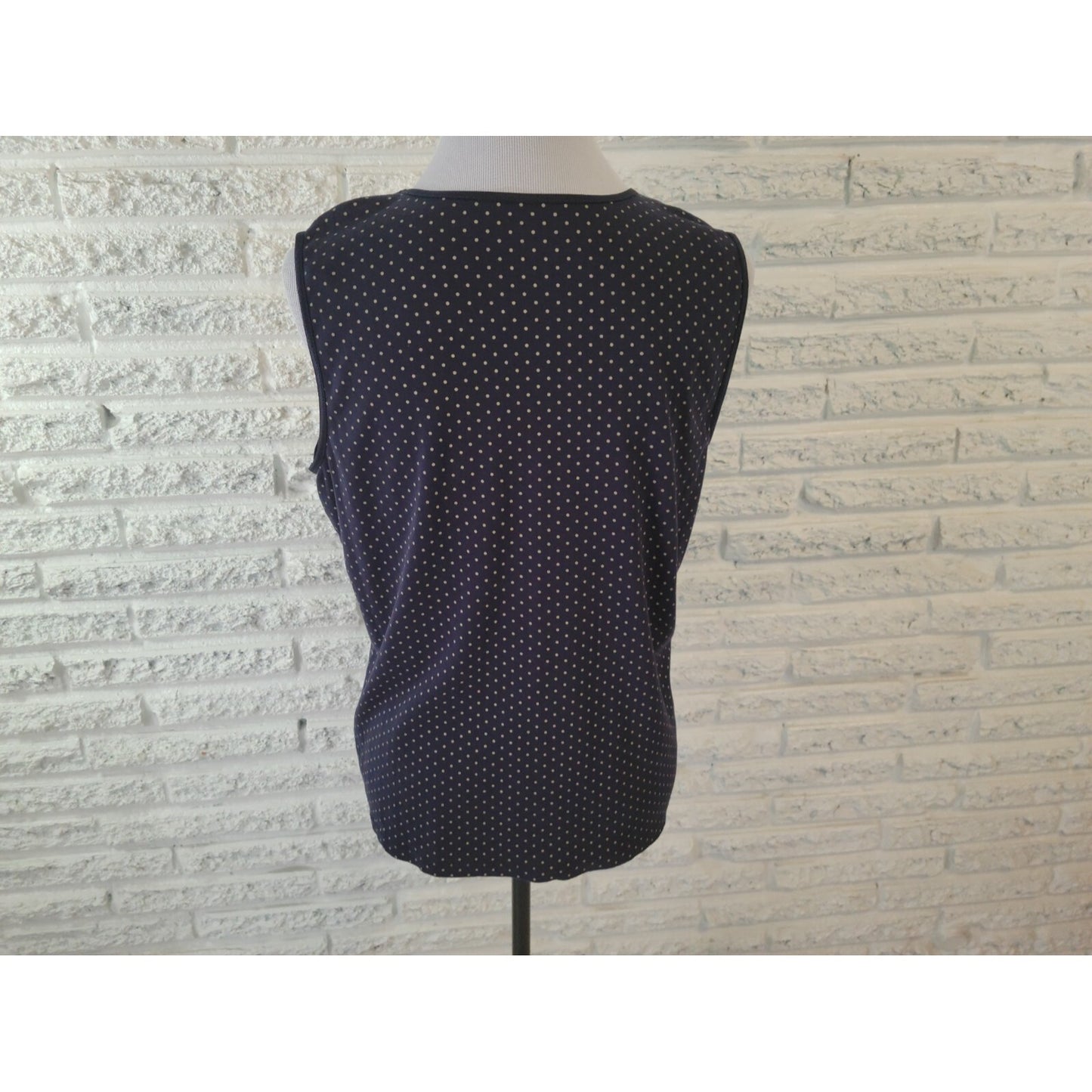 Christopher & Banks Womens XL Top Sleeveless Blue Polka Dot 100% Cotton