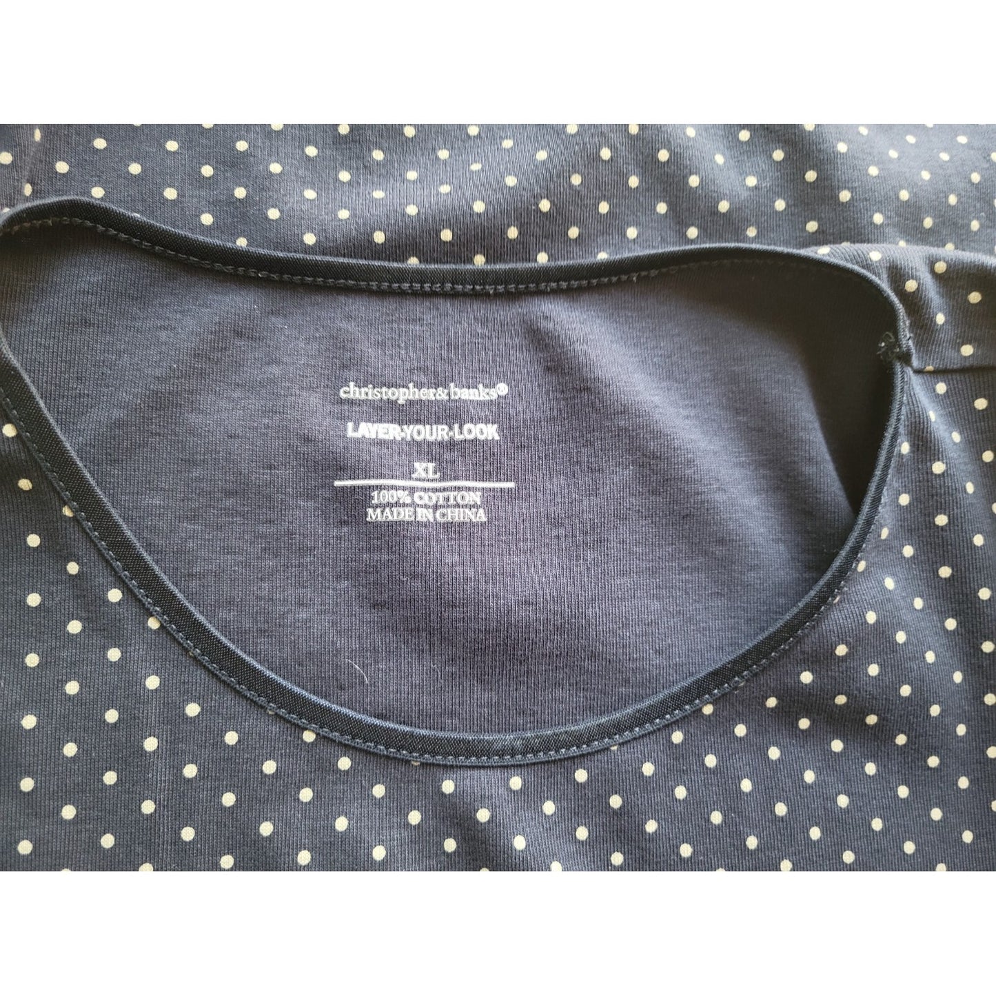 Christopher & Banks Womens XL Top Sleeveless Blue Polka Dot 100% Cotton