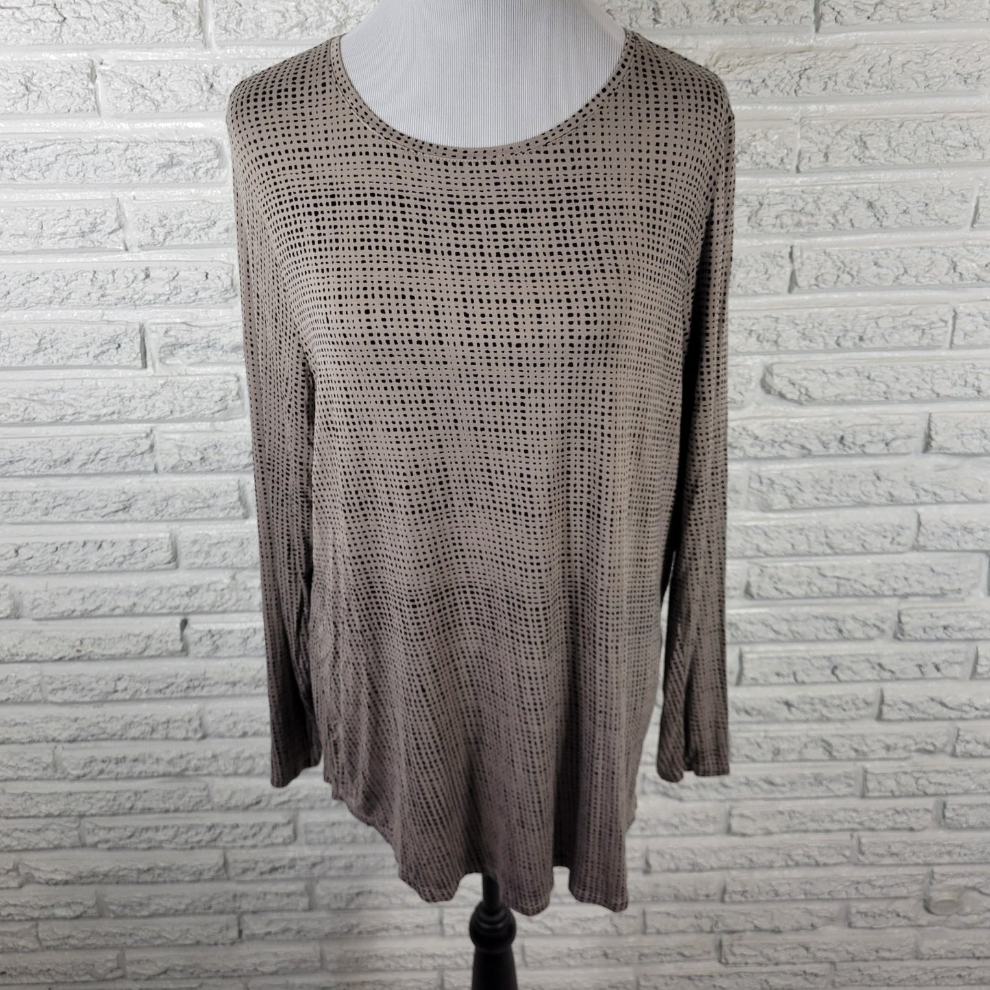 Apt 9 XL Tunic Top Gray Black Tiny Squares Geometric Stretch GEO272E