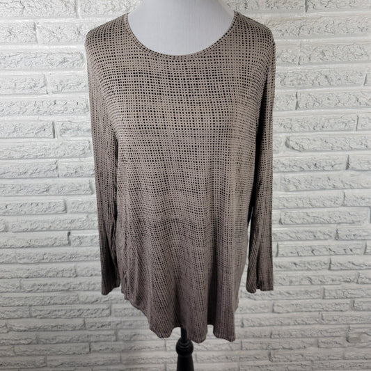 Apt 9 XL Tunic Top Gray Black Tiny Squares Geometric Stretch GEO272E