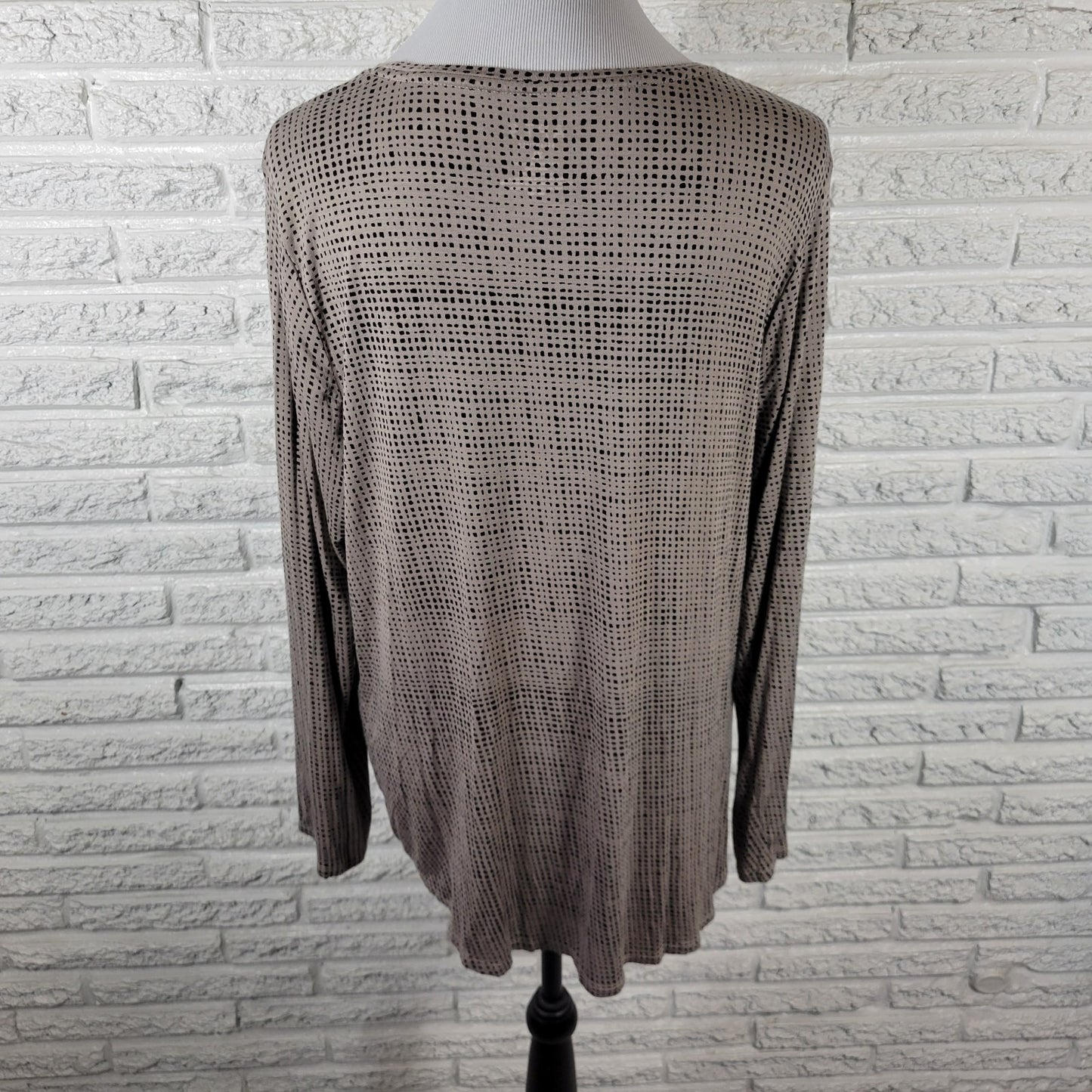 Apt 9 XL Tunic Top Gray Black Tiny Squares Geometric Stretch GEO272E