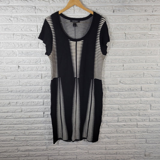 Ashley Stewart Womens Dress 18 20 Plus Sweater Knit Black Geometric Comfy Casual