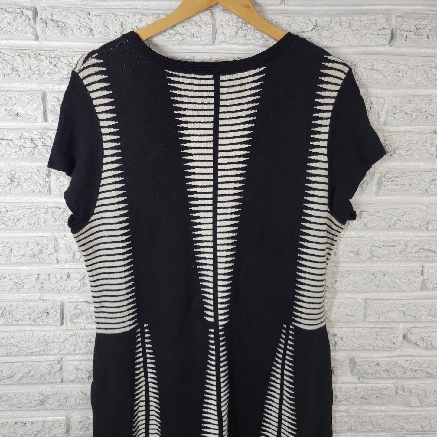 Ashley Stewart Womens Dress 18 20 Plus Sweater Knit Black Geometric Comfy Casual