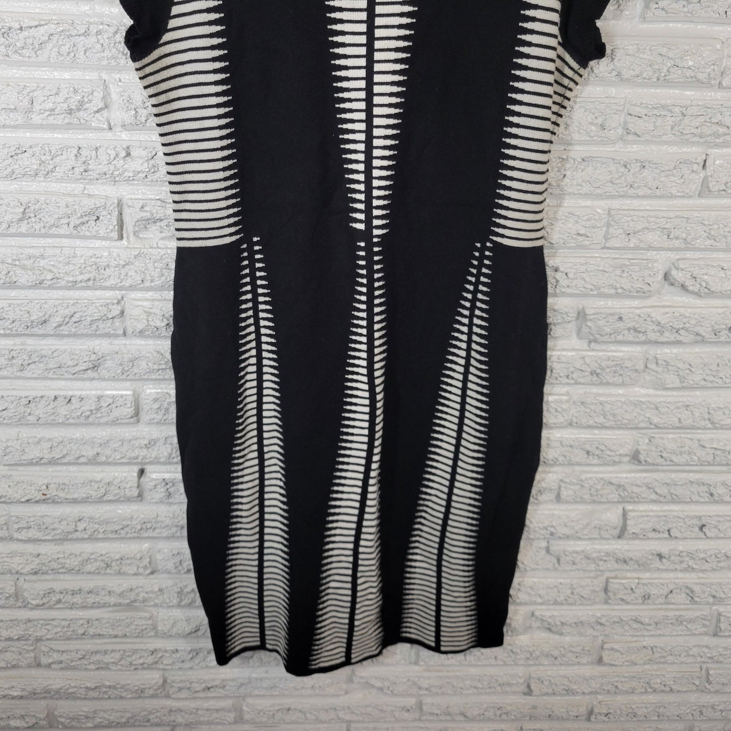 Ashley Stewart Womens Dress 18 20 Plus Sweater Knit Black Geometric Comfy Casual