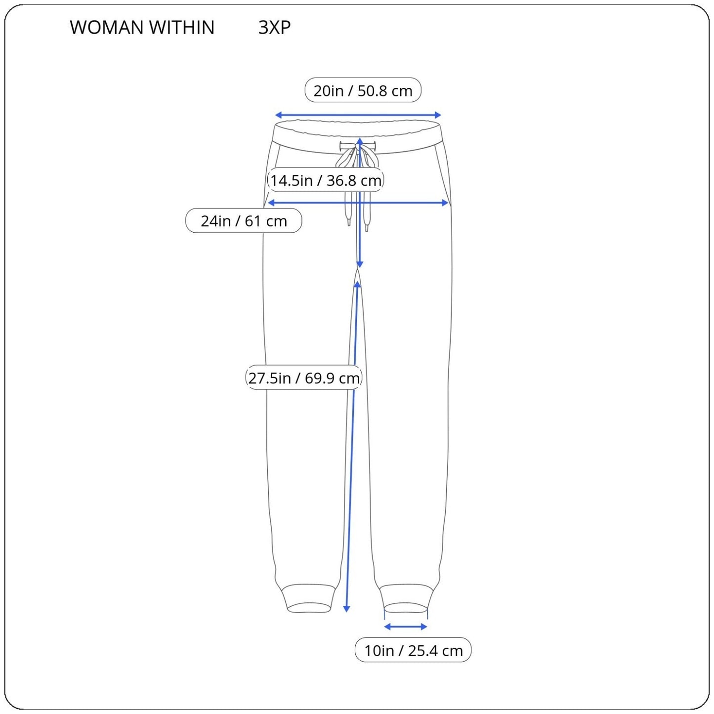 Woman Within Women Pants 3XP Plus Petite Jogger Blue Comfort Waist Loungewear