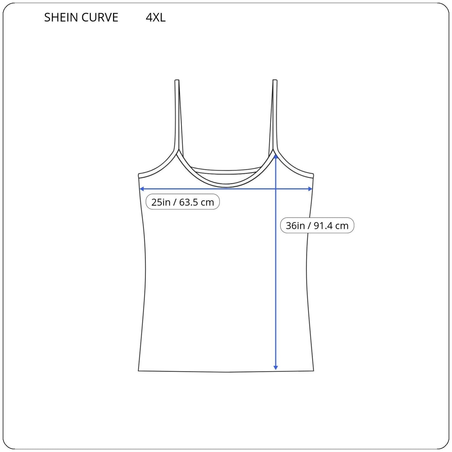 Shein Curve Women Top 4XL Plus Camisole Adjustable Spaghetti Strap Blue Tropical